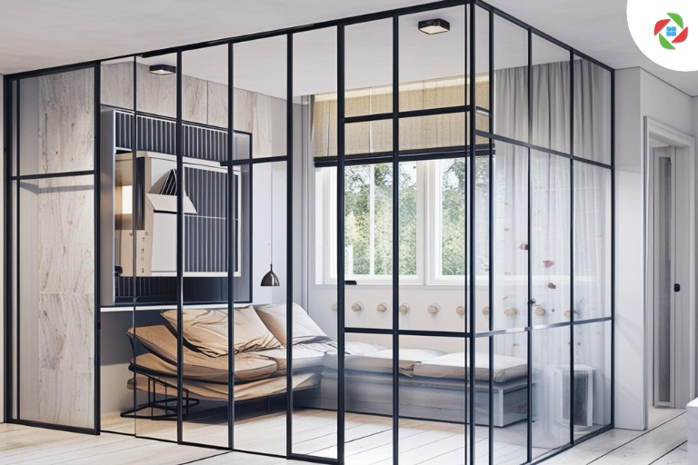 ฉากกั้นแอร์แบบกระจก