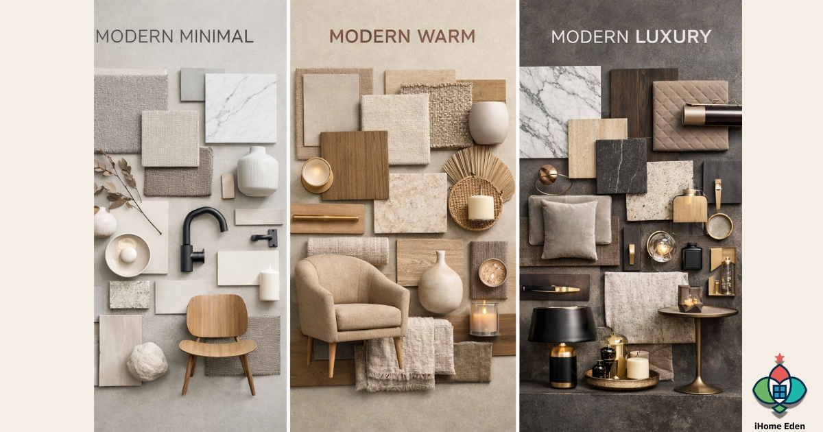 ตัวอย่างงานออกแบบตกแต่งภายในโทนโมเดิร์น Modern Minimal, Modern Warm, Modern Luxury
