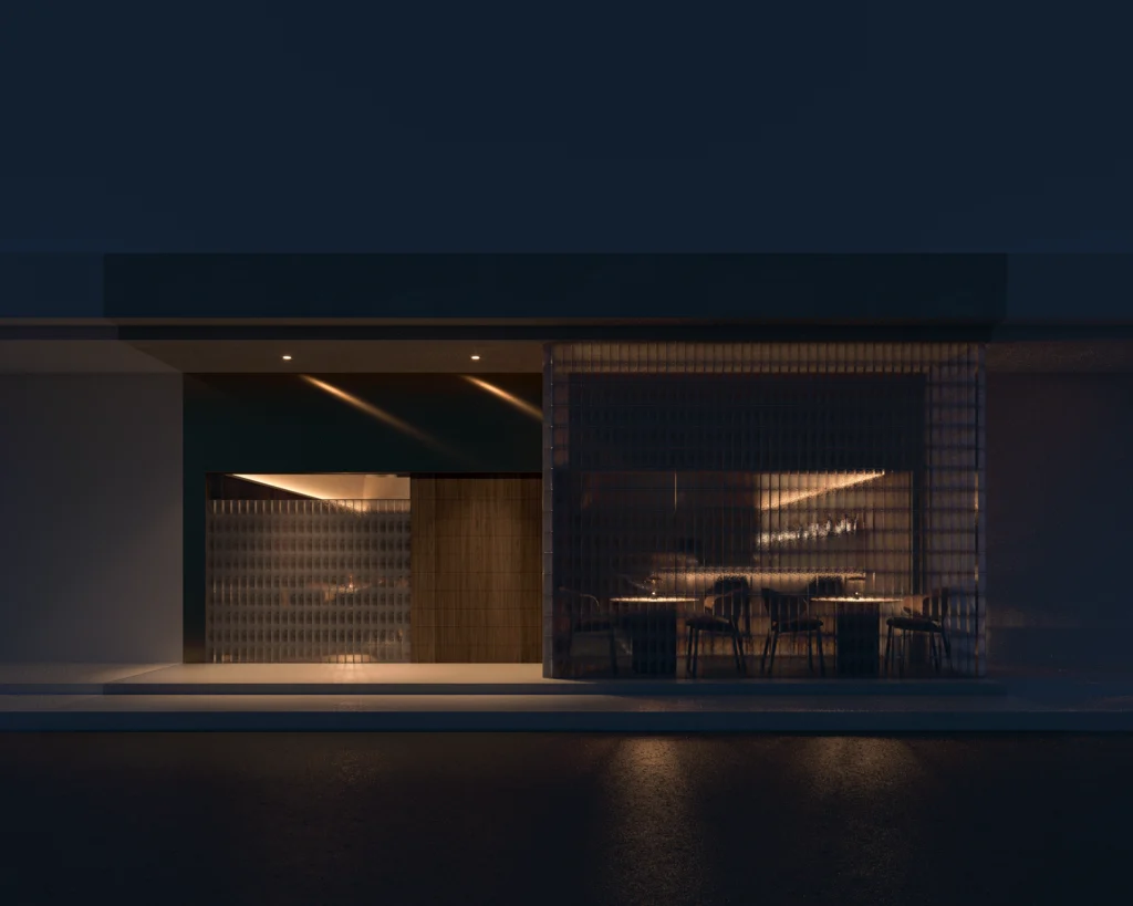 หน้าร้าน RaBumBar & Restaurant บนตึกแถว 2 คูหา โทนโมเดิร์น